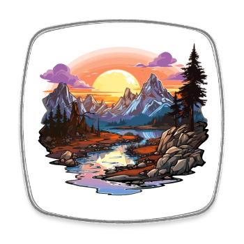 Paysage - Illustration - Magnet carré - blanc - Devant