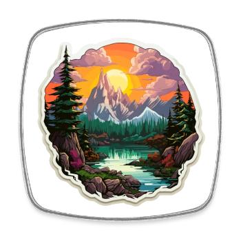 Paysage - Illustration - Magnet carré - blanc - Devant