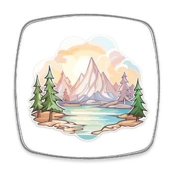 Landscape - Illustration - Square fridge magnet - white - Front