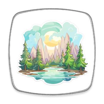 Paysage - Illustration - Magnet carré - blanc - Devant