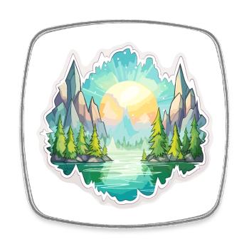 Paysage - Illustration - Magnet carré - blanc - Devant