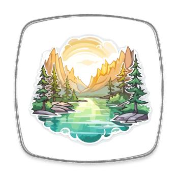 Paysage - Illustration - Magnet carré - blanc - Devant
