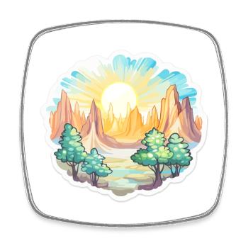 Landscape - Illustration - Square fridge magnet - white - Front