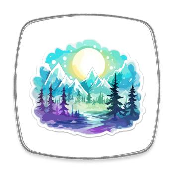 Landschaft - Illustration - Viereckiger Kühlschrankmagnet - Weiß - Vorne