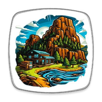 Landschaft - Illustration - Viereckiger Kühlschrankmagnet - Weiß - Vorne