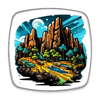 Paysage - Illustration - Magnet carré - blanc - Devant