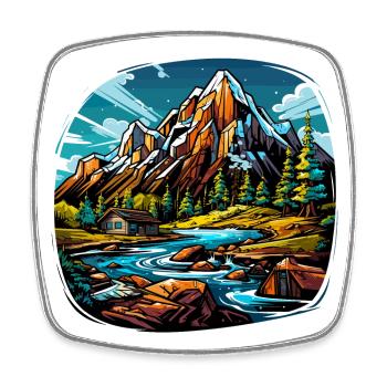 Paysage - Illustration - Magnet carré - blanc - Devant