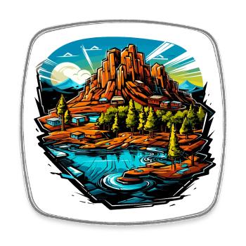 Paysage - Illustration - Magnet carré - blanc - Devant
