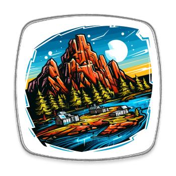 Paysage - Illustration - Magnet carré - blanc - Devant
