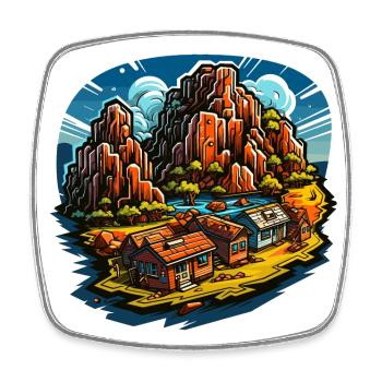 Paysage - Illustration - Magnet carré - blanc - Devant