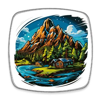 Paysage - Illustration - Magnet carré - blanc - Devant