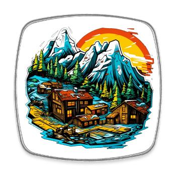 Paysage - Illustration - Magnet carré - blanc - Devant