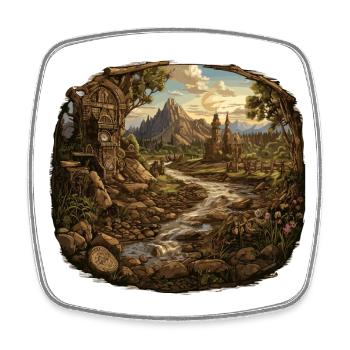 Paysage - Illustration - Magnet carré - blanc - Devant