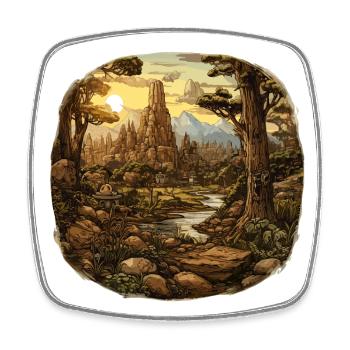 Paysage - Illustration - Magnet carré - blanc - Devant