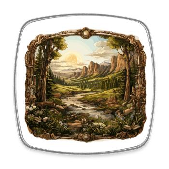 Landscape - Illustration - Square fridge magnet - white - Front