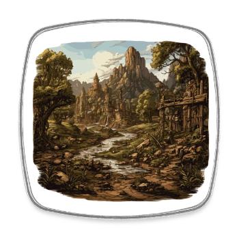 Landscape - Illustration - Square fridge magnet - white - Front