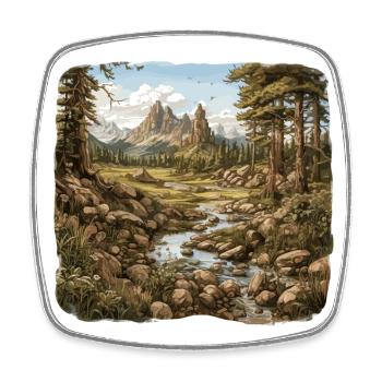 Paysage - Illustration - Magnet carré - blanc - Devant