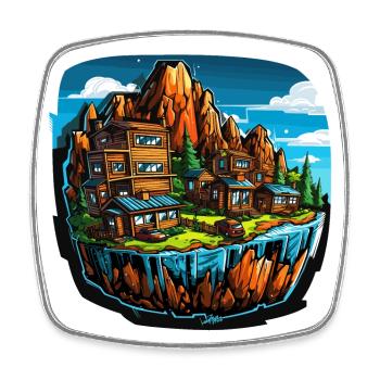 Paysage - Illustration - Magnet carré - blanc - Devant