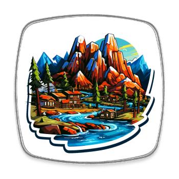 Landscape - Illustration - Square fridge magnet - white - Front