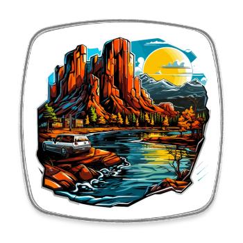 Landscape - Illustration - Square fridge magnet - white - Front