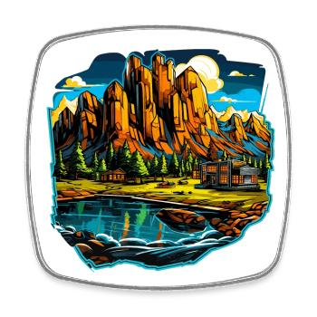 Paysage - Illustration - Magnet carré - blanc - Devant