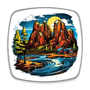 Landscape - Illustration - Square fridge magnet - white - Front