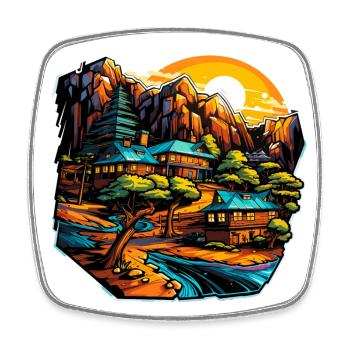 Landscape - Illustration - Square fridge magnet - white - Front