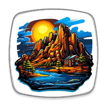 Paysage - Illustration - Magnet carré - blanc - Devant