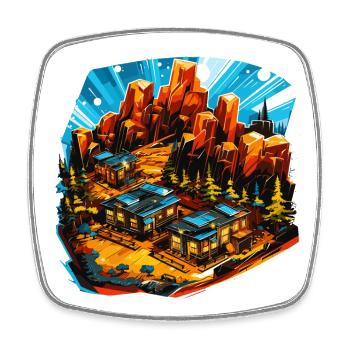 Landscape - Illustration - Square fridge magnet - white - Front