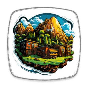 Paysage - Illustration - Magnet carré - blanc - Devant