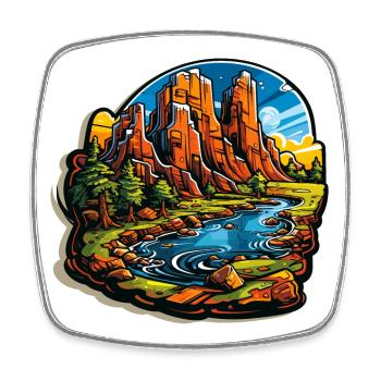 Landscape - Illustration - Square fridge magnet - white - Front