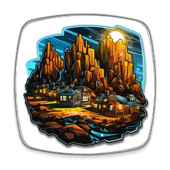 Paysage - Illustration - Magnet carré - blanc - Devant