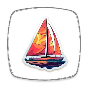 Segelboot - Illustration - Viereckiger Kühlschrankmagnet - Weiß - Vorne