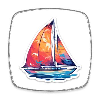 Segelboot - Illustration - Viereckiger Kühlschrankmagnet - Weiß - Vorne