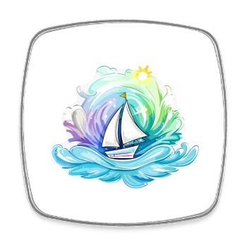 Voilier - illustration - Magnet carré - blanc - Devant