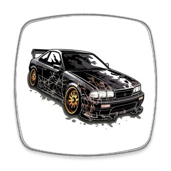 Auto - Illustration - Viereckiger Kühlschrankmagnet - Weiß - Vorne