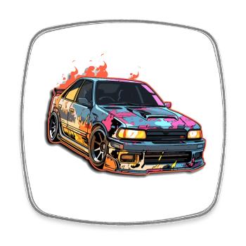 Auto - Illustration - Viereckiger Kühlschrankmagnet - Weiß - Vorne