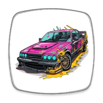 Car - Illustration - Square fridge magnet - white - Front
