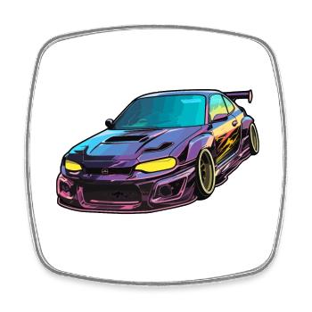 Auto - Illustration - Viereckiger Kühlschrankmagnet - Weiß - Vorne