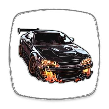 Auto - Illustration - Viereckiger Kühlschrankmagnet - Weiß - Vorne