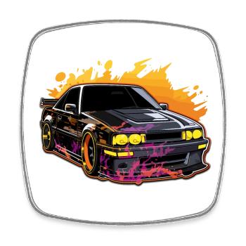 Auto - Illustration - Viereckiger Kühlschrankmagnet - Weiß - Vorne