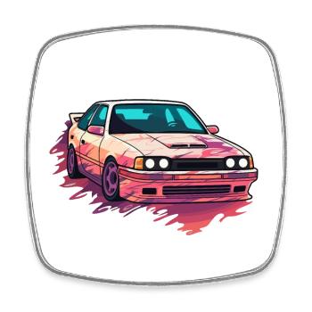 Auto - Illustration - Viereckiger Kühlschrankmagnet - Weiß - Vorne