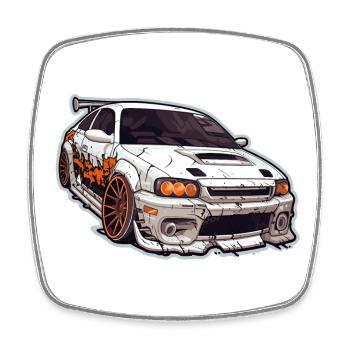 Auto - Illustration - Viereckiger Kühlschrankmagnet - Weiß - Vorne