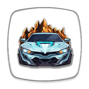 Auto - Illustration - Viereckiger Kühlschrankmagnet - Weiß - Vorne
