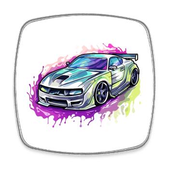 Car - Illustration - Square fridge magnet - white - Front