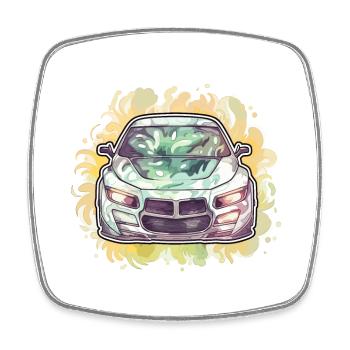 Auto - Illustration - Viereckiger Kühlschrankmagnet - Weiß - Vorne