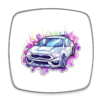 Auto - Illustration - Viereckiger Kühlschrankmagnet - Weiß - Vorne