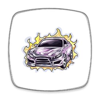 Car - Illustration - Square fridge magnet - white - Front