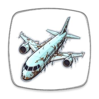 Airplane - illustration - Square fridge magnet - white - Front