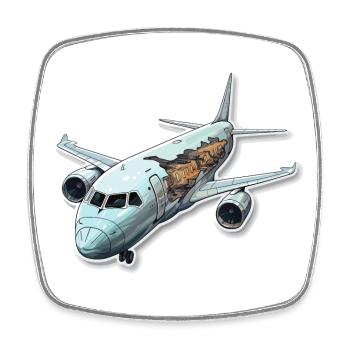 Airplane - illustration - Square fridge magnet - white - Front